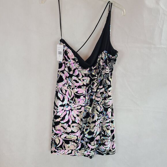 New BLONDIE NITES Jr (17) Black Velvet & Sequins One shoulder Mini Dress $149 - Picture 8 of 14